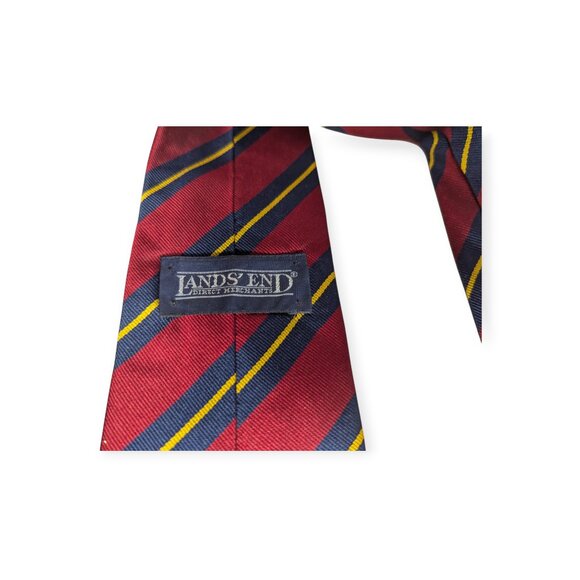 Land's End Red Diagonal Striped 100% Silk Tie - Picture 4 of 7
